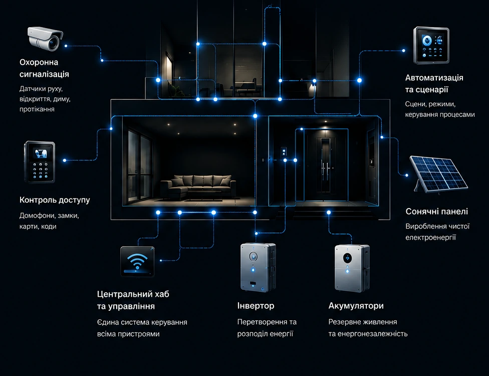 Комплексні системи MANOR SYSTEMS: безпека, відеоспостереження, автоматизація, контроль доступу, сонячна енергетика та резервне живлення